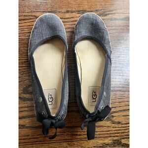 UGG Indah Espadrille Flats Back Bow Streetcore Ballet Sz. 7 grey